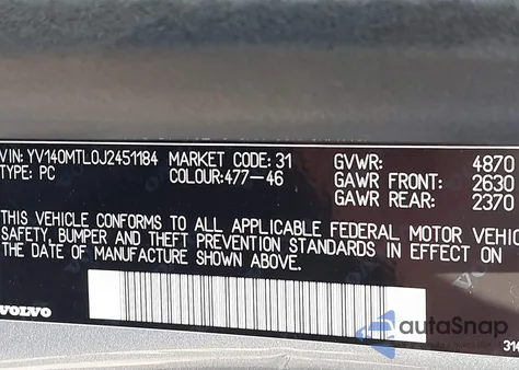 2018 Volvo S60 T5 Dynamic from USA, damaged, VIN YV140MTL0J2451184